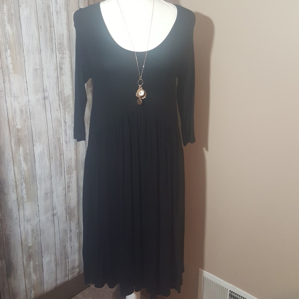 Agnes Dora Oakley Dress Solid Black XS SMALL NWT